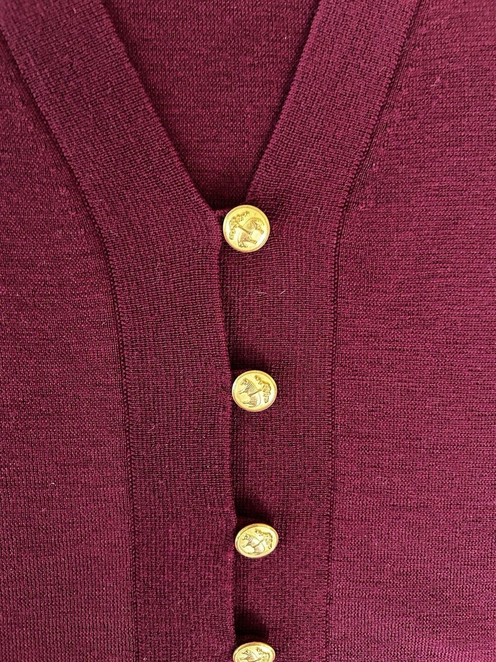Brooks Brothers Italian Merino Wool V-Neck Sweater Vest Burgundy XL preppy Gold - Picture 8 of 11